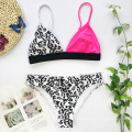 Wholesale Summer Off Shoulder Cartoon Bikini Strap Two Pieces Leopard Cute Dot Women Swimwear